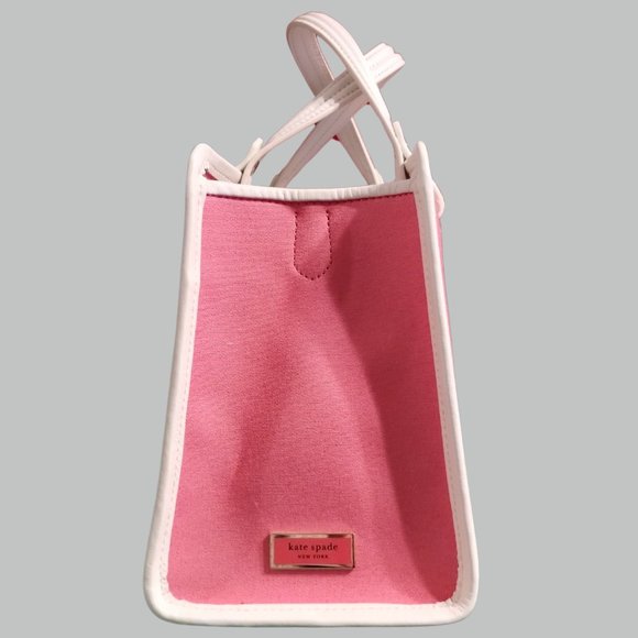 KATE SPADE HIBISCUS TEA SAM CANVAS PLUNGE MEDIUM SATCHEL - USED - Picture 5 of 7